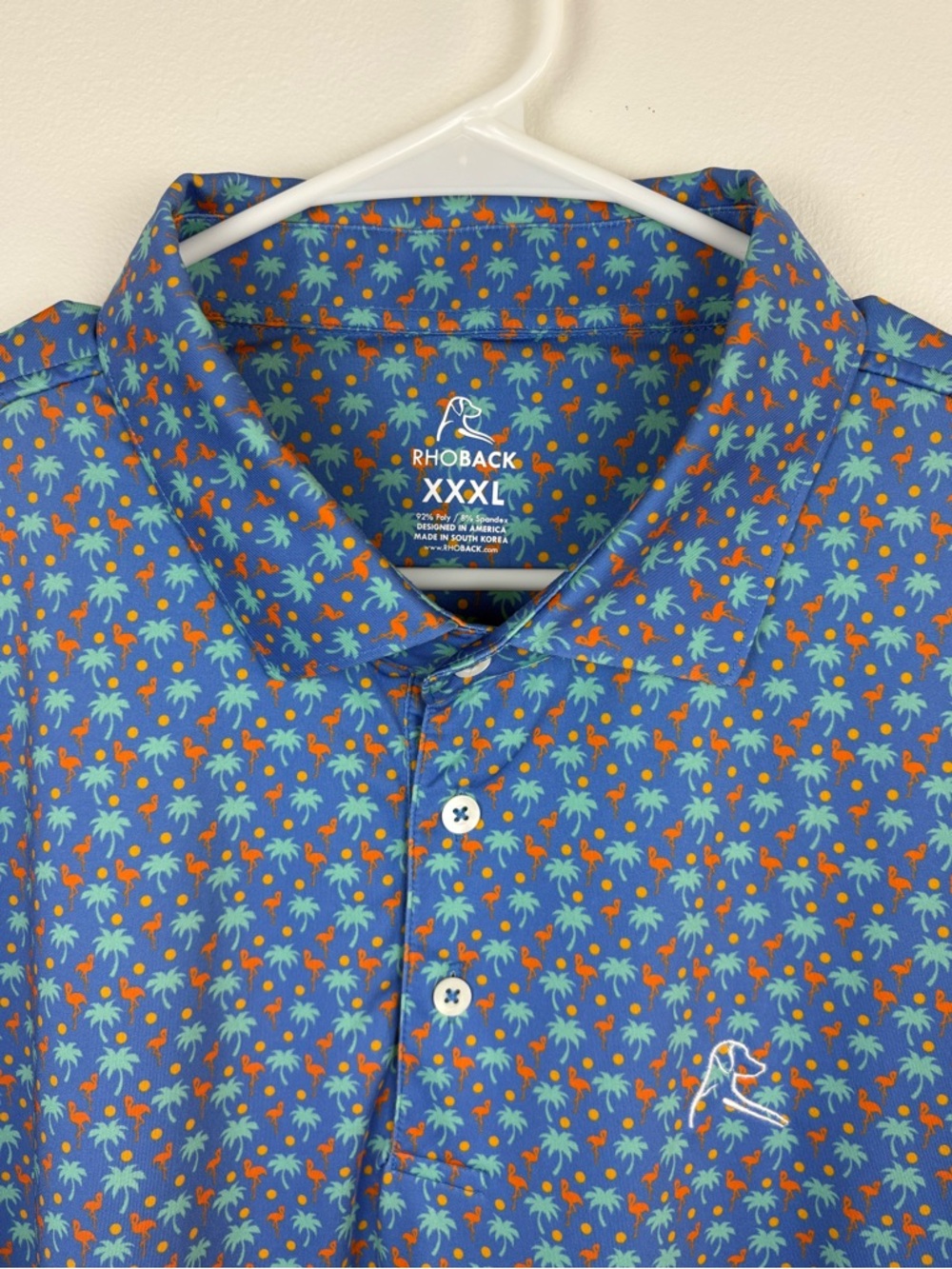 Rhoback Men’s The Snowbird Golf Polo Size XXXL Like New Lightweight Palm Trees